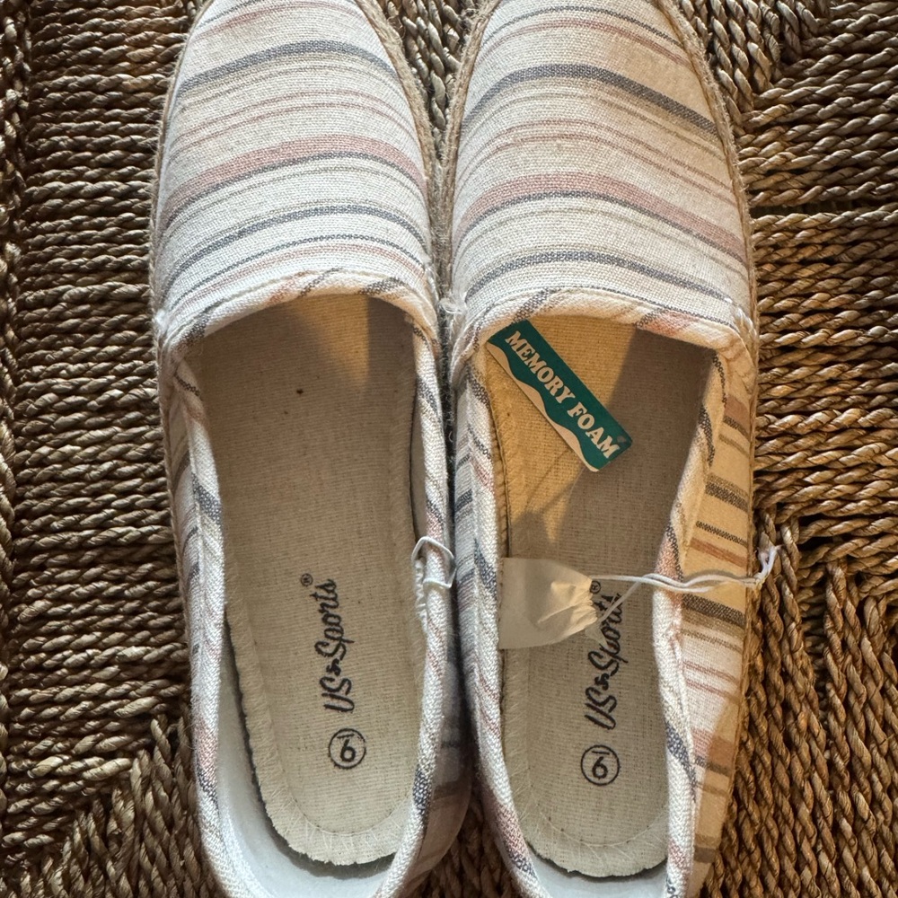 US Sports Striped Slip-On Shoes Womens Sz 9 NWT Boho Spring